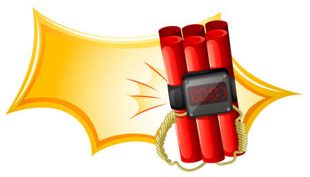 Illustration of an explosive weapon with a timer on a white background