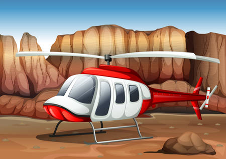 Illustration of a helicopter landing at the groundのイラスト素材