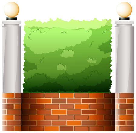 Illustration of a stonewall with lampshades on a white backgroundのイラスト素材