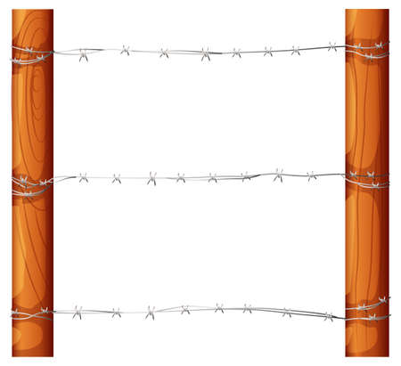 Illustration of a barbwire fence on a white backgroundのイラスト素材