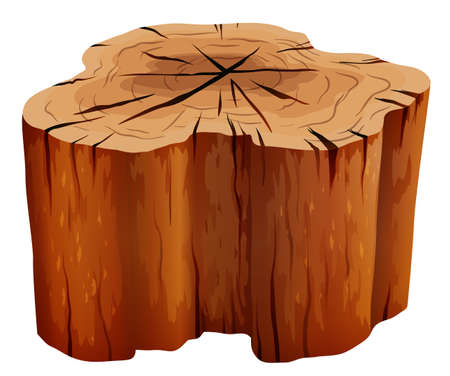 Illustration of a big stump on a white backgroundのイラスト素材