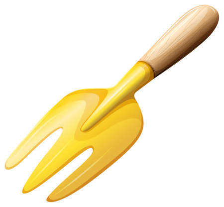 Illustration of a small garden fork on a white backgroundのイラスト素材