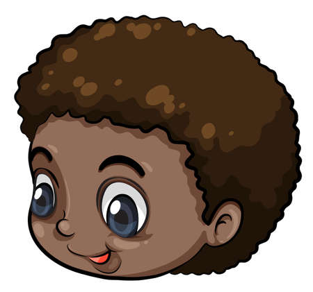 Illustration of a head of a Black young man on a white backgroundのイラスト素材