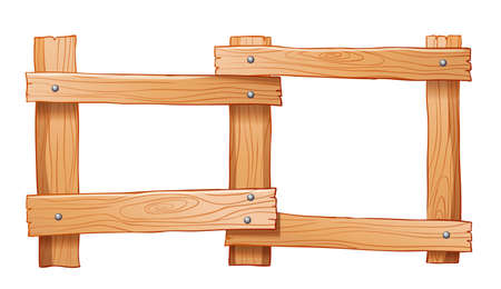Illustration of a fence made of wood on a white backgroundのイラスト素材