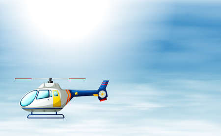 Illustration of a chopper in the skyのイラスト素材