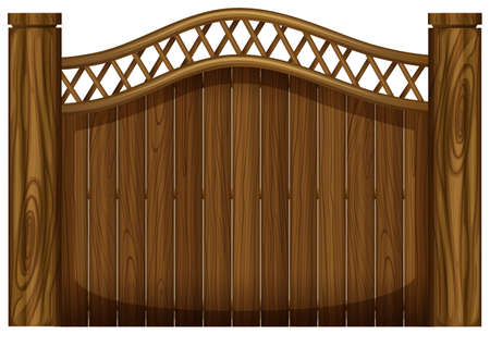 Illustration of a tall wooden gate on a white backgroundのイラスト素材