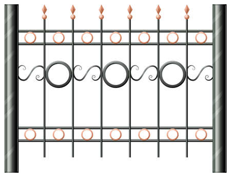 Illustration of a steel fence on a white backgroundのイラスト素材
