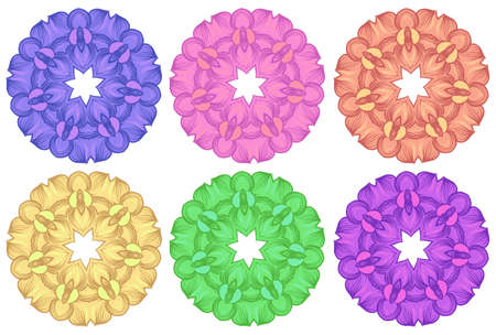 Illustration of the colorful patterns on a white backgroundのイラスト素材
