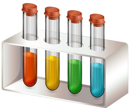 Illustration of the test tubes with chemicals on a white backgroundのイラスト素材