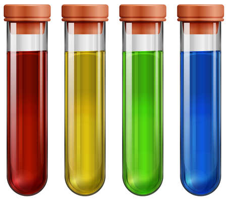 Illustration of the test tubes with chemicals on a white backgroundのイラスト素材