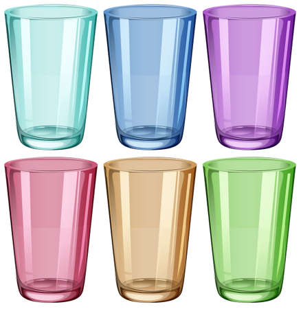 Illustration of the clear drinking glasses on a white backgroundのイラスト素材