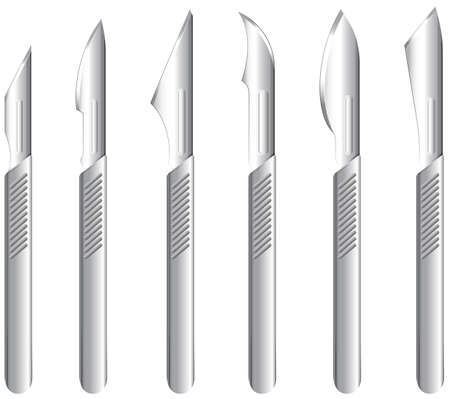 Illustration of the stainless scalpels on a white backgroundのイラスト素材