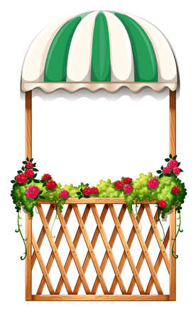 Illustration of a porch with umbrella-styled roof on a white backgroundのイラスト素材