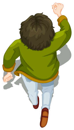 Illustration of a view of a man walking on a white backgroundのイラスト素材