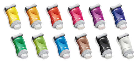 Illustration of a group of medicinal tubes on a white backgroundのイラスト素材