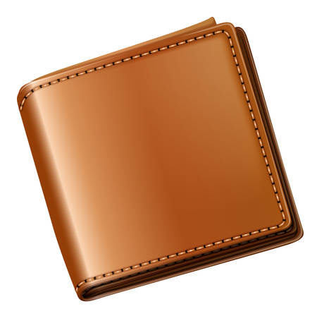 Illustration of a topview of a brown wallet on a white backgroundのイラスト素材