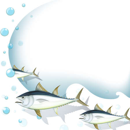 Illustration of an ocean-designed stationery on a white backgroundのイラスト素材