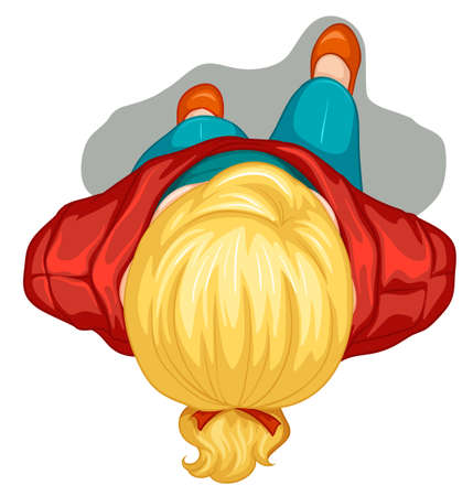 Illustration of a topview of a woman standing on a white backgroundのイラスト素材