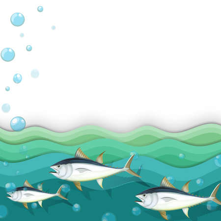 Illustration of an ocean with fishesのイラスト素材