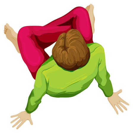 Illustration of a topview of a man sitting down on a white backgroundのイラスト素材