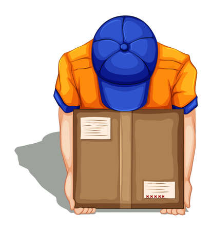 Illustration of a topview of a delivery man on a white backgroundのイラスト素材
