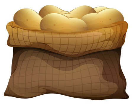 Illustration of a sack of potatoes on a white backgroundのイラスト素材