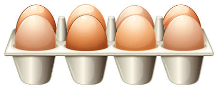 Illustration of a tray with eggs on a white backgroundのイラスト素材