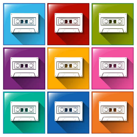 Illustration of a cassette radio icon on a white backgroundのイラスト素材