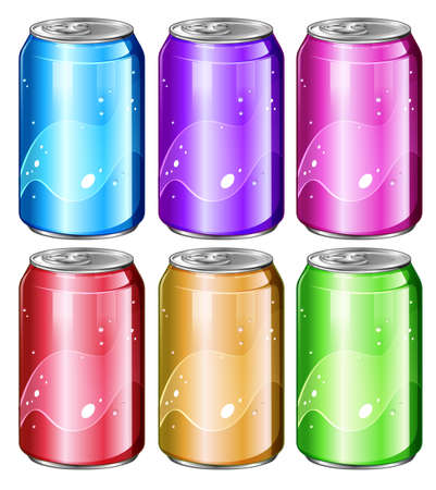 Illustration of a set of soda cans on a white backgroundのイラスト素材