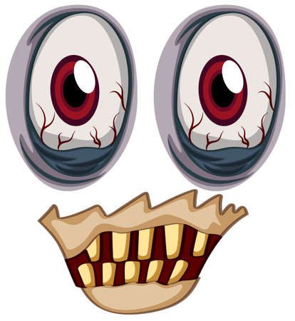 Illustration of the eyes of a zombie on a white backgroundのイラスト素材