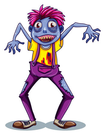 Illustration of a male zombie on a white backgroundのイラスト素材
