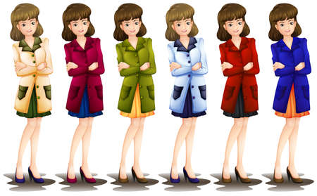 lllustration of a female in different shades of a blazer on a white backgroundのイラスト素材