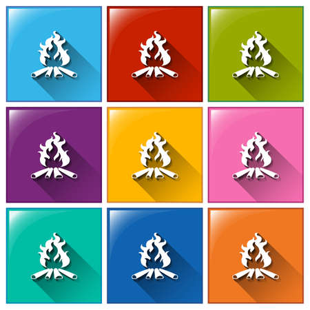 Illustration of the campfire icons on a white backgroundのイラスト素材