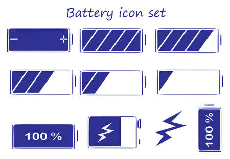 Illustration of the battery icon set on a white backgroundのイラスト素材