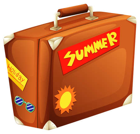 Illustration of a big bag for a summer vacation on a white backgroundのイラスト素材