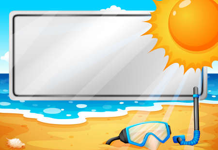 Illustration of an empty signage at the beachのイラスト素材