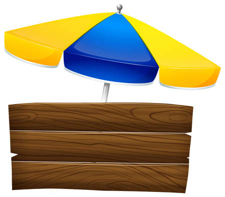 Illustration of an empty signage with an umbrella on a white backgroundのイラスト素材