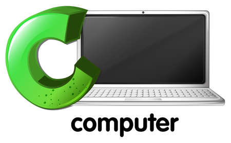 Illustration of a letter C for computer on a white backgroundのイラスト素材
