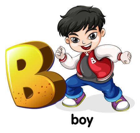 Illustration of a letter B for boy on a white backgroundのイラスト素材