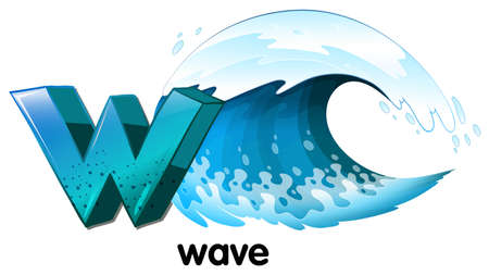 Illustration of a letter W for wave on a white backgroundのイラスト素材