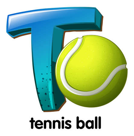 Illustration of a letter T for tennis ball on a white backgroundのイラスト素材