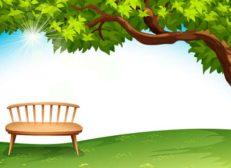 Illustration of a chair near the treeのイラスト素材