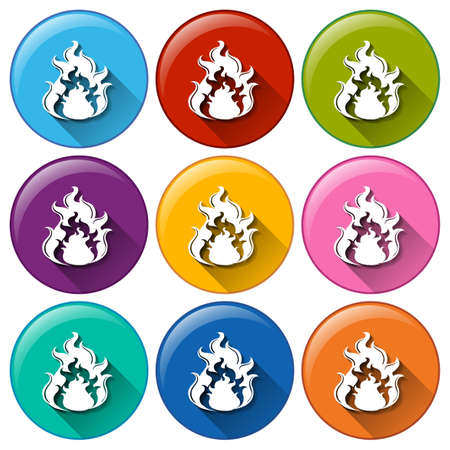 Illustration of the icons with flames on a white backgroundのイラスト素材