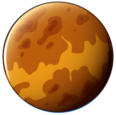 Illustration of a brown planet on a white backgroundのイラスト素材