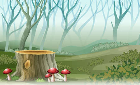 Illustration of a stump at the forestのイラスト素材