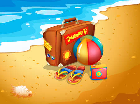 Illustration of a summer escapade at the beachのイラスト素材