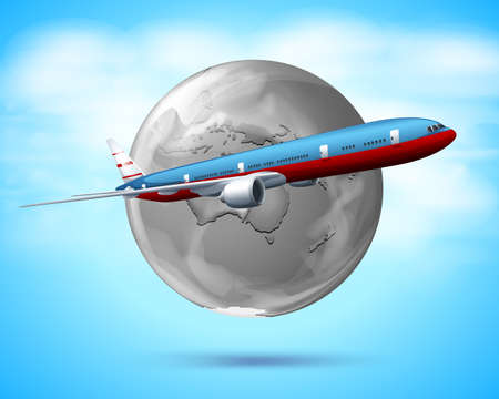 Illustration of a plane travellingのイラスト素材