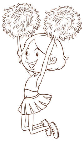 Illustration of a simple sketch of a girl cheerdancing on a white background  のイラスト素材