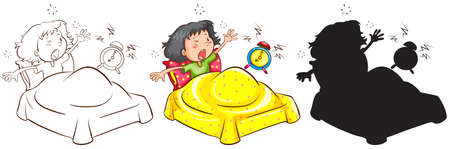 Illustration of the sketches of a late child in different colours on a white background のイラスト素材