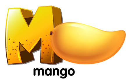 Illustration of a letter M for mango on a white background のイラスト素材